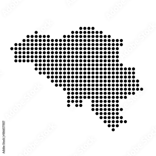Belgium country dotted map. Black spot pixel illustration isolated on white background. Vector circle mosaic.