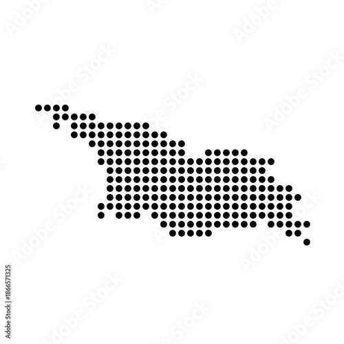 Georgia country dotted map. Black spot pixel illustration isolated on white background. Vector circle mosaic.