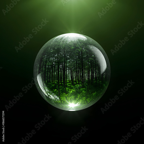 glass sphere with green background