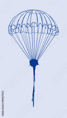 Intricately Designed Blueprint of a Parachute Illustrating the Complexity of Aerospace Technology and the Art of Controlled Descent for Safety and Precision