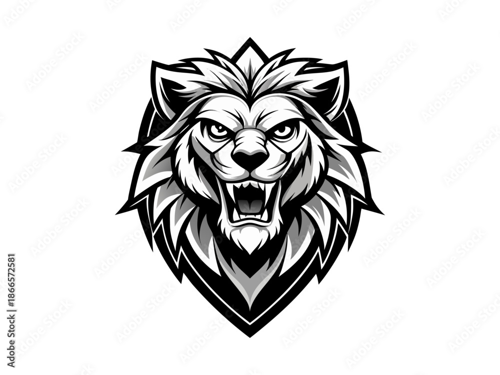 Fototapeta premium Classic Lion Mascot Logo Emblem for Sports Branding