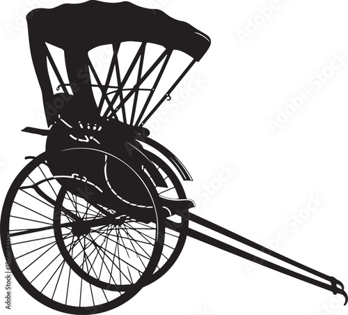 Detailed rickshaw design in black and white a striking silhouette