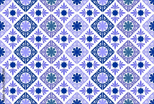 seamless pattern with blue flowers