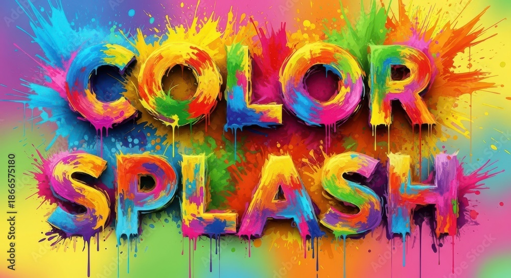 Fototapeta premium Colorful Splash Text with Vibrant Paint Drips