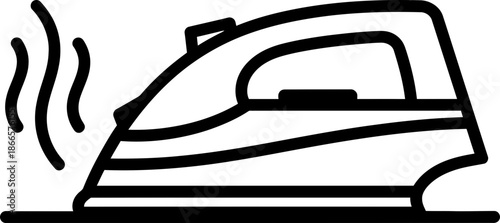 Laundry appliance home iron with steam icon concept. Housework task and cleaning product. Outline vector illustration for appliance