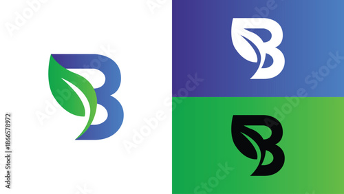 Abstract Letter B Leaf Logo for Organic and Eco Branding