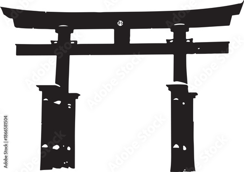 Traditional japanese torii gate design a striking black outline silhouette