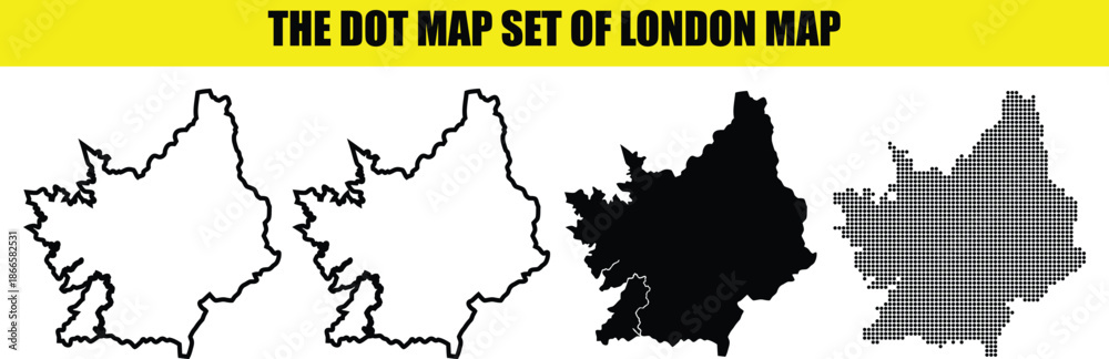 Fototapeta premium set of silhouette vector the dot map of london