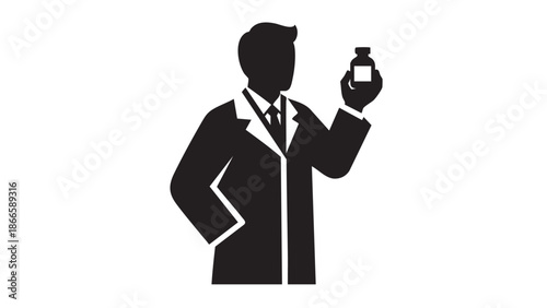 A scientist examining a specimen in a laboratory setting from a frontal viewpoint