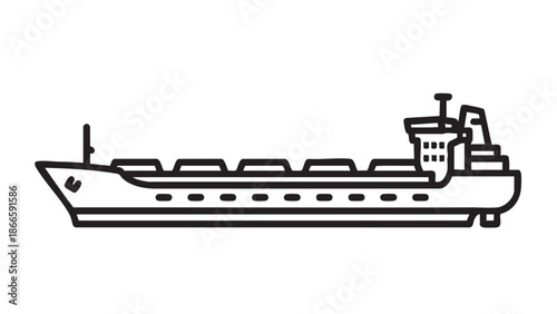 A large cargo ship sailing on the open sea viewed from the side
