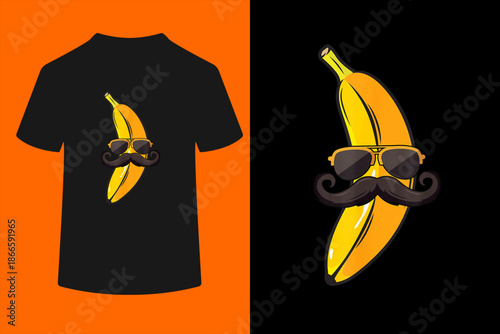 Banana Mustache Sunglasses Face Funny Fruit Cool Banana T-Shirt

