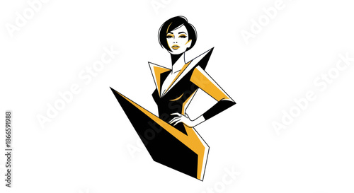 Woman portrait in graphic style vector illustration on white background