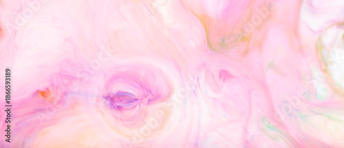 Abstract Background of Swirling Pastel Pink and Orange Liquid Paint Texture