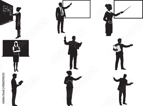 Teacher Silhouette on White Background