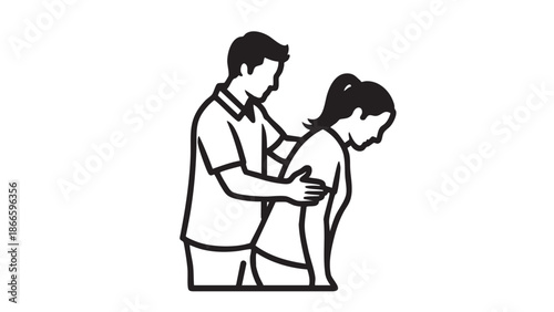 Man comforting woman in a gentle embrace illustrating emotional support and care