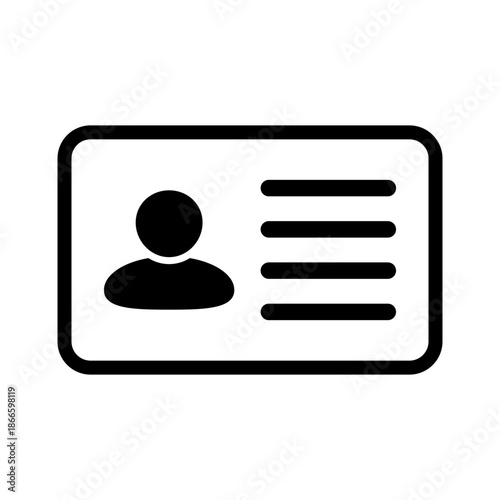 ID Card Icon, Employee Badge, Driver License and Staff Identification Symbol