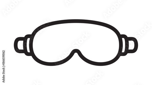 Simple black and white illustration of goggles on a plain white background