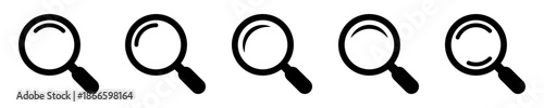 Magnifying Glass Icon Set, Search, Find and Navigation Symbols