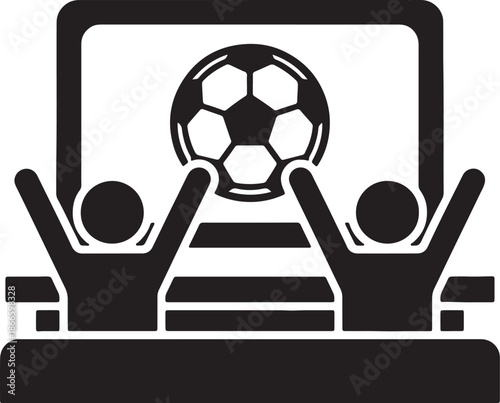 Person Watching Soccer Game on Television with Arms Raised also transparent background soccer ball excitement
