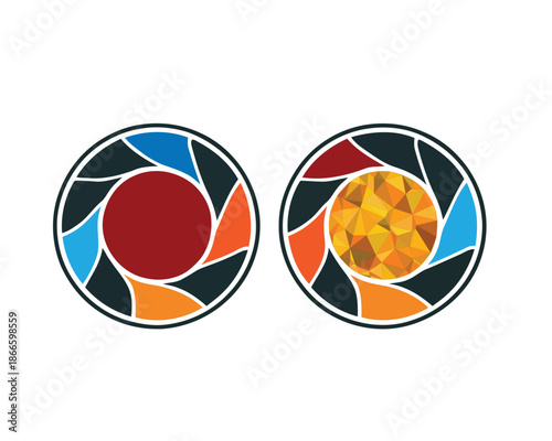 Creative Lens Aperture Icons Representing Photography and Vision