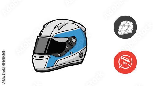 Racing Helmet Icon Motorsport Safety Gear Sports Equipment.