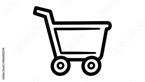 Minimalist Outline Shopping Cart Icon for E-commerce Web and App Design