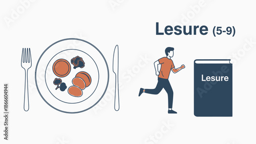 Man Running with Book and Plate of Food