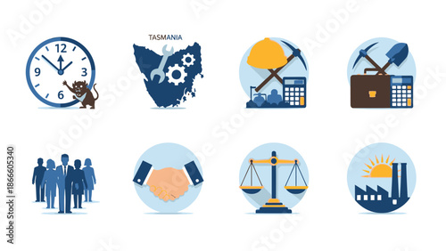 Blue and yellow of business finance and industry concepts clock Tasmanian