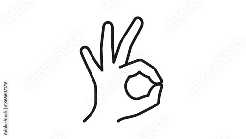 OK Hand Gesture Symbol Line Icon. Perfect Sign Approval Everything's Good Outline Graphic.