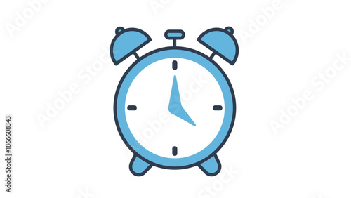 Blue Alarm Clock Icon Vector - Time Management Deadline Reminder Schedule Symbol.