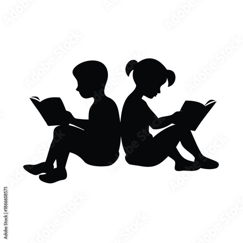 Reading Children Silhouette Education Learning Knowledge