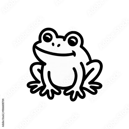 Black and White Doodle Frog Clipart Transparant Background