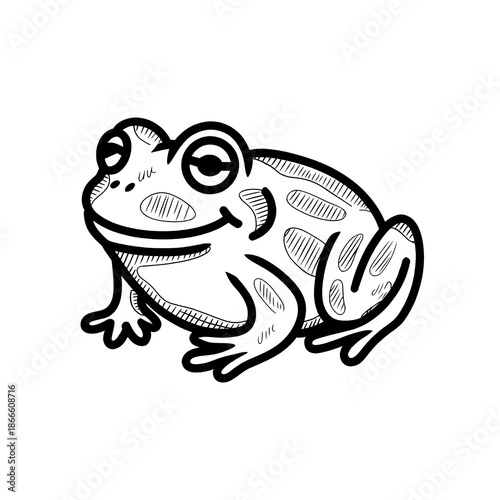 Black and White Doodle Frog Clipart Transparant Background
