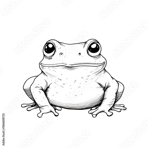 Black and White Doodle Frog Clipart Transparant Background