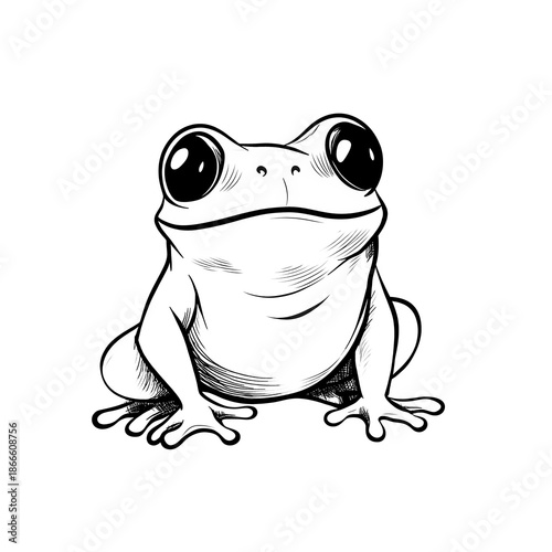 Black and White Doodle Frog Clipart Transparant Background