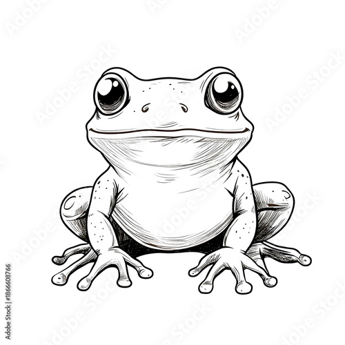Black and White Doodle Frog Clipart Transparant Background
