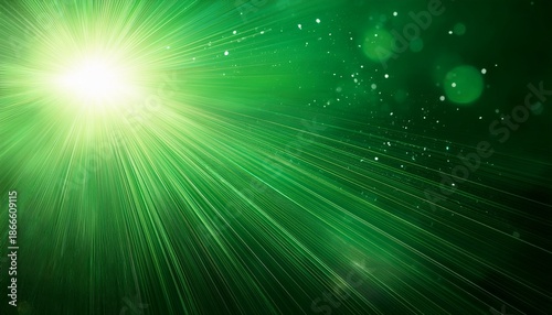 Bright Light Beams From The Upper Right Corner Over A Vibrant Green Background Some Lens Flare And Dust Particles