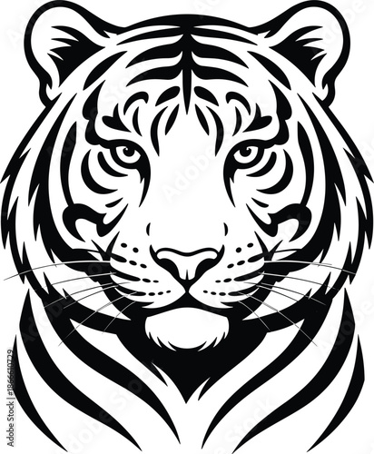 Wallpaper Mural Powerful Tiger Head Portrait and Jungle Predator Illustration Torontodigital.ca