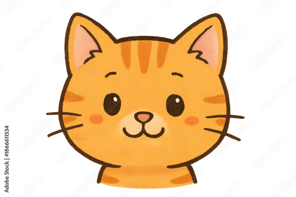 Obraz premium Cute orange tabby cat head cartoon illustration