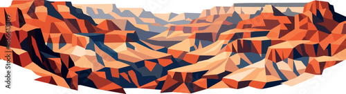 Geometric Canyon Panorama. Low-poly vector illustration focused on a panoramic view of the Grand Canyon, polygonal geometric style