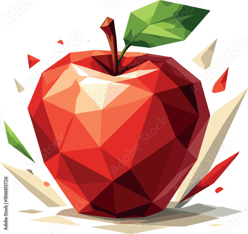 Low-Poly Apple Illustration. Low-poly vector illustration of a ripe apple as a symbol of healthy lifestyle and balanced diet,