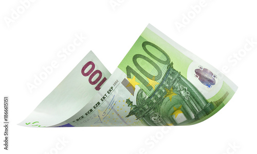 Flying 100 euro banknotes