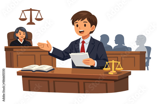 A student arguing a case in a simulated trial contest