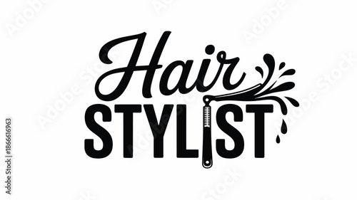 Modern hair stylist logo design featuring a barber's razor and dynamic splash Vector