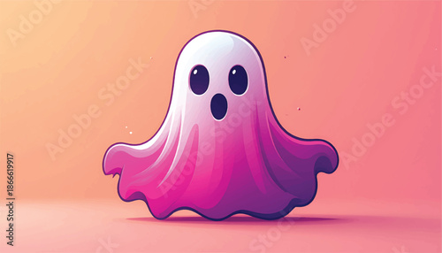 Cute Cartoon Ghost with Gradient Colors for Halloween.