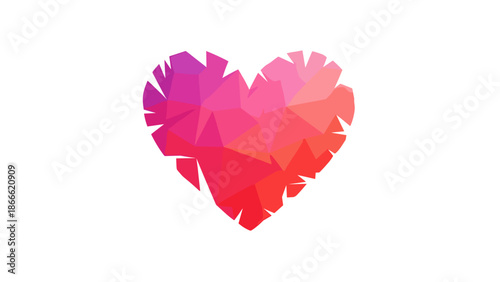 Colorful geometric heart illustration with vibrant shades and shapes