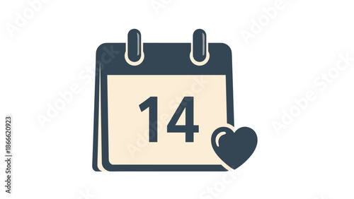 Calendar with date 14 and heart symbol indicating special day