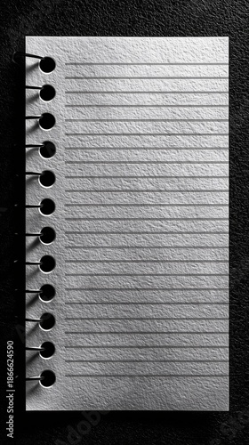 A close-up of a sheet of lined paper with holes for binding