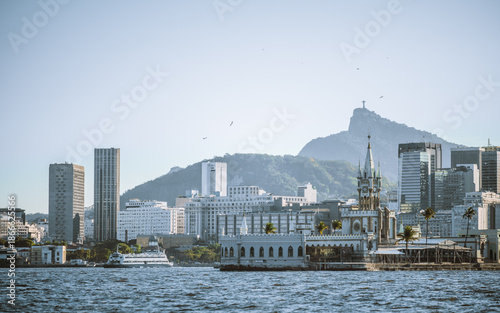 Photos Rio de Janeiro waterfront with Ilha Fiscal castle, modern city skyline and Chris