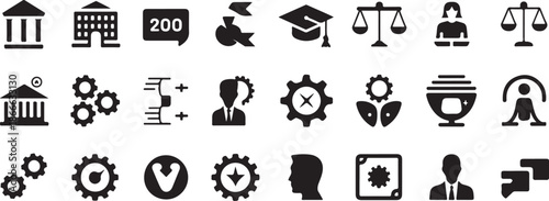 icons governance law education technology human resources set